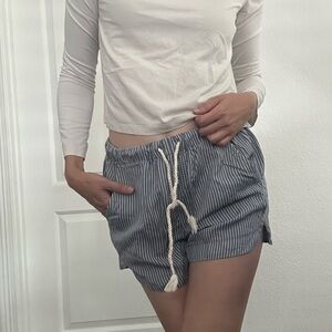 UpWest all-around short blue/grey and white striped high waisted shorts XS